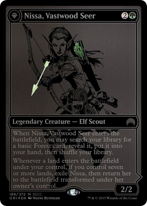 Nissa, Vastwood Seer // Nissa, Sage Animist Card Front