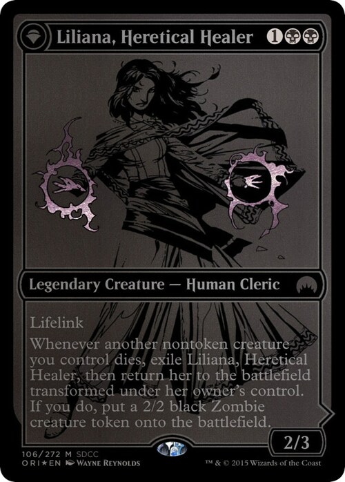 Liliana, Heretical Healer // Liliana, Defiant Necromancer Card Front